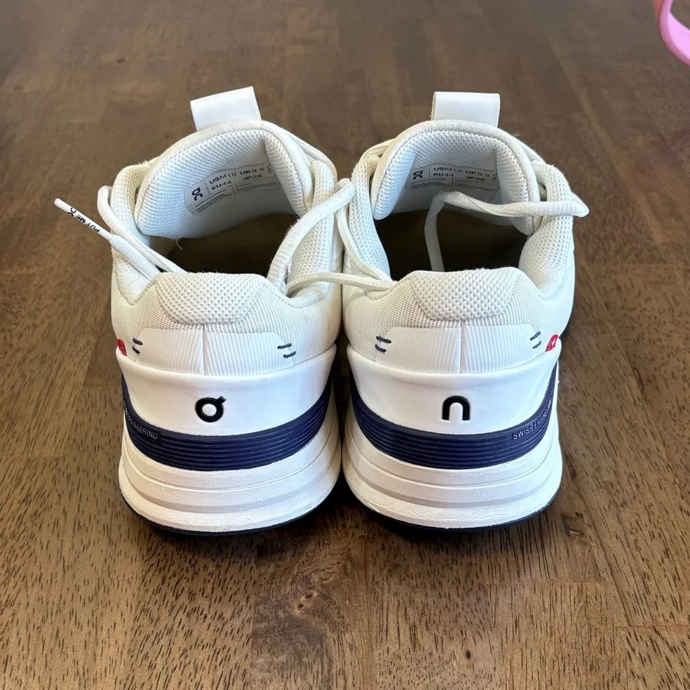 On Running Men's White and Navy Athletic Shoes - Picture 3 of 7